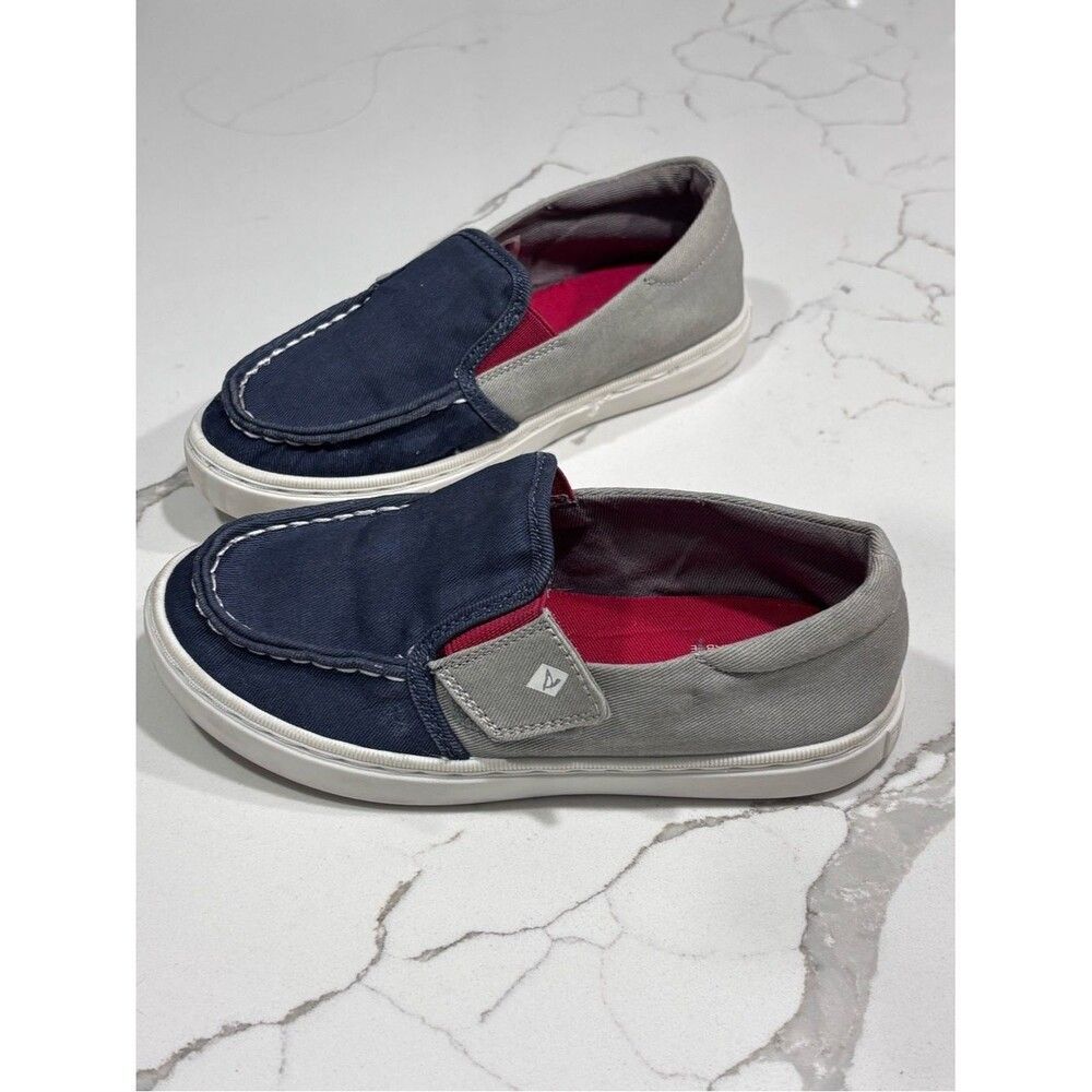 Sperry Topsider Slip-On Canvas Loafers Boys Toddler Shoes Navy Gray Red Size 11M